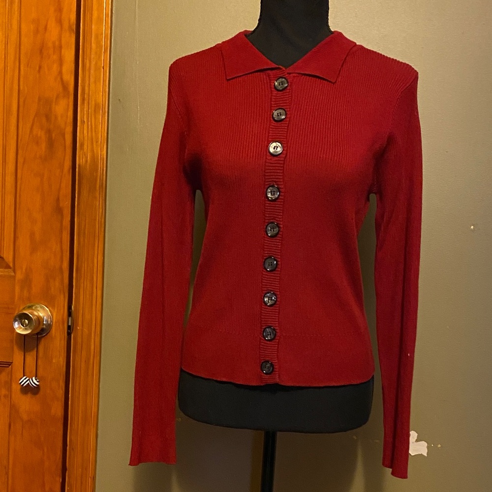 Burgundy Button Up Sweater